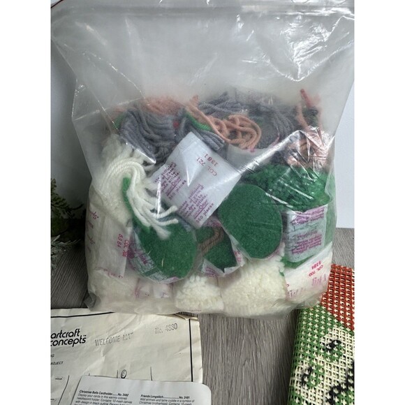 1970s Artcraft Concepts Latch Hook Rug Kit Welcome Christmas Cat & Mouse READ - Picture 7 of 7
